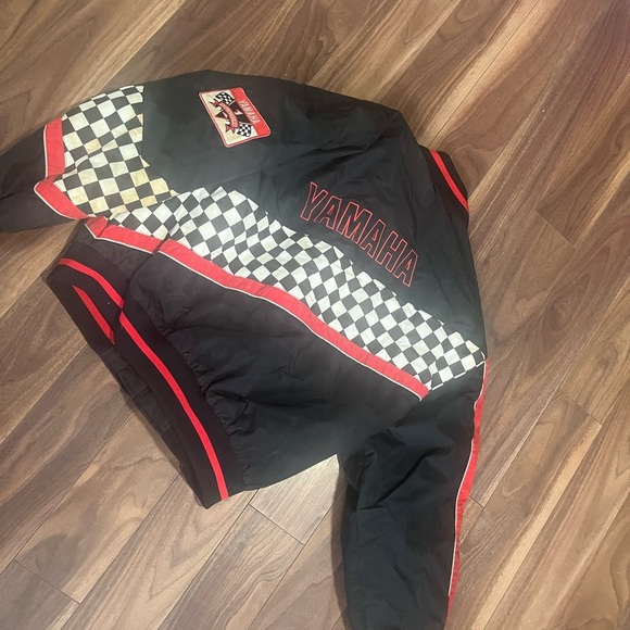 Vintage Yamaha bomber winter jacket waist length lots of staining ladies large - Picture 3 of 14